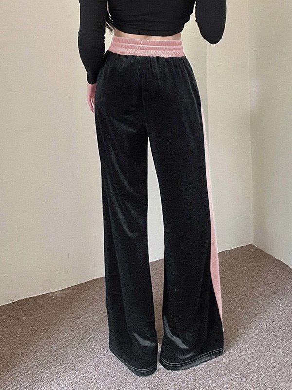 Women's  Elastic Waist H-Line Wide Leg Pants Daily Going Out Pants Pink Casual Split Joint Plain Spring/Fall Pants