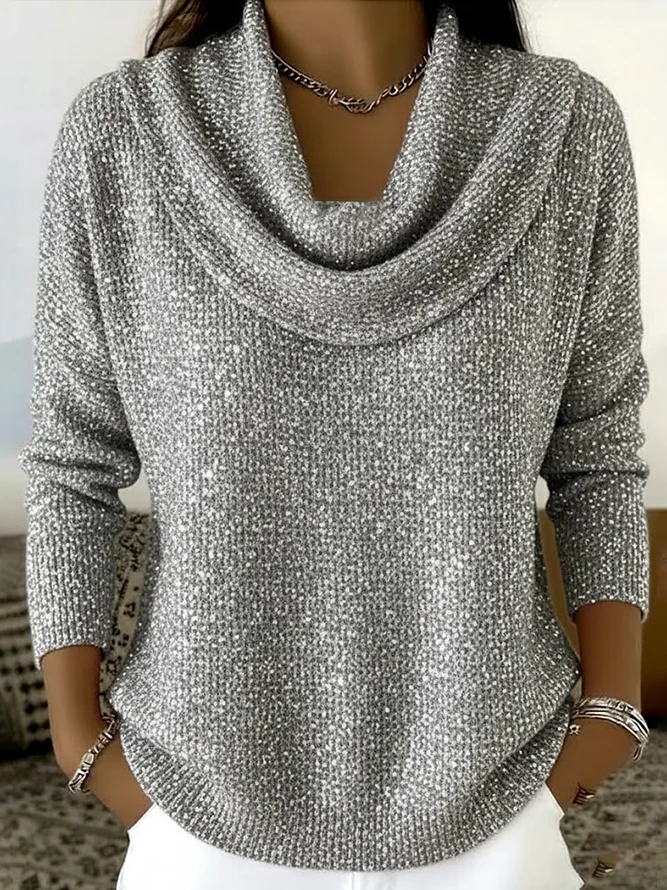 Regular Fit Cowl Neck Casual Sweater