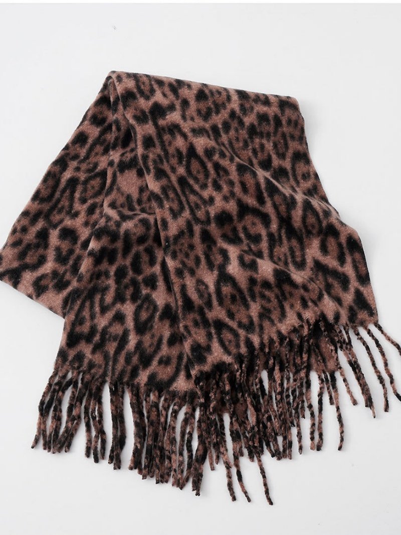 Winter Leopard Print Faux Cashmere Versatile Thick Shawl/scarf/neck Warmer