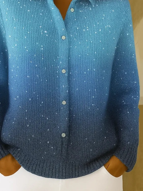 Women's Retro Gradient Color Casual Collar Button-Up Cardigan