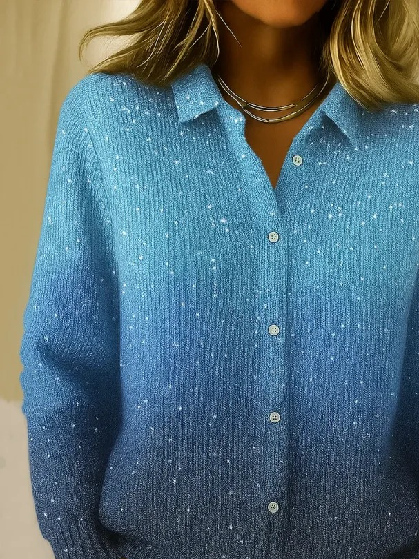 Women's Retro Gradient Color Casual Collar Button-Up Cardigan