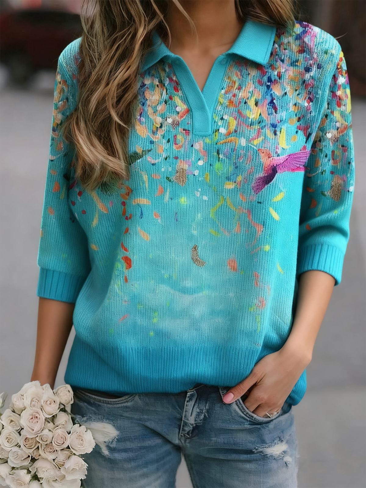 Simple Loose Shawl Collar Sweater