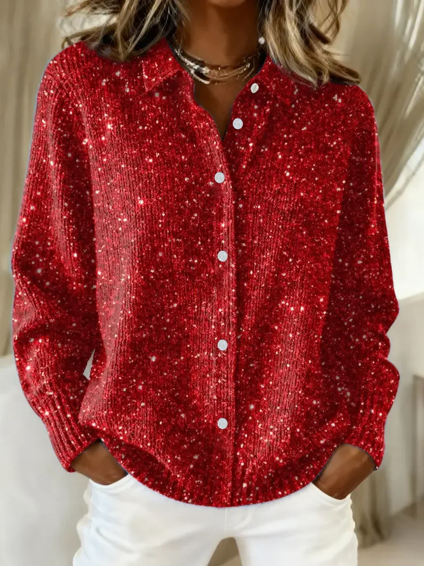 Women's Retro Christmas Print Casual Collar Button Cardigan