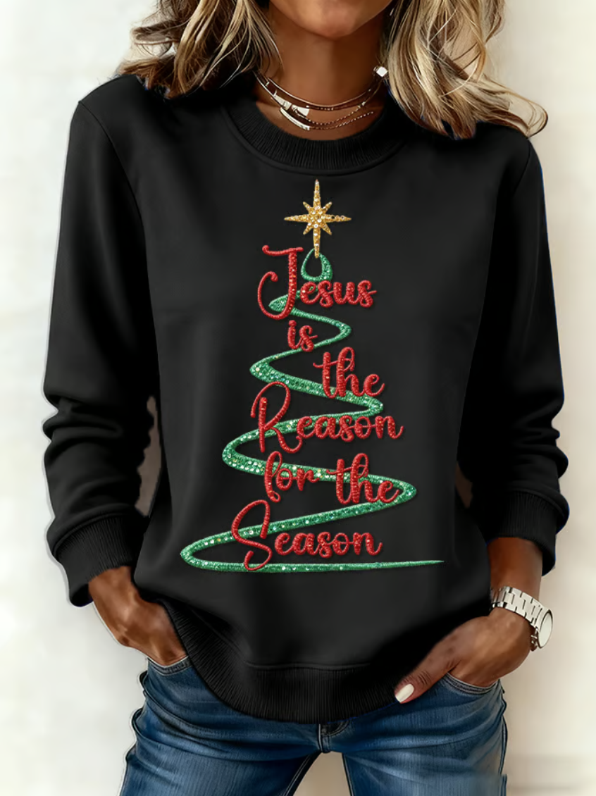 Women'S Casual Faith Print Sweatshirt