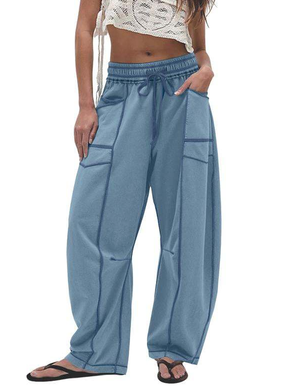 Simple Cotton Plain Loose Pants