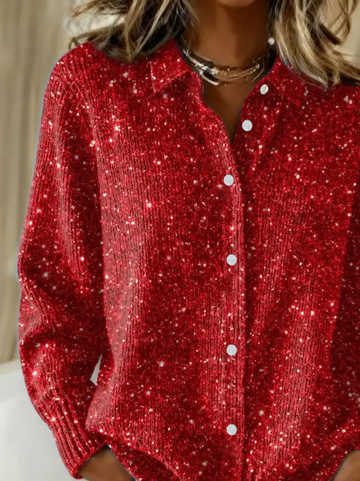 Women's Retro Christmas Print Casual Collar Button Cardigan