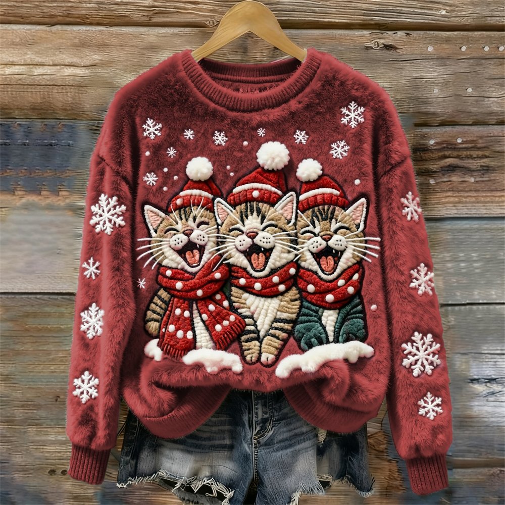 Casual Flannel Crew Neck Christmas Sweatshirt