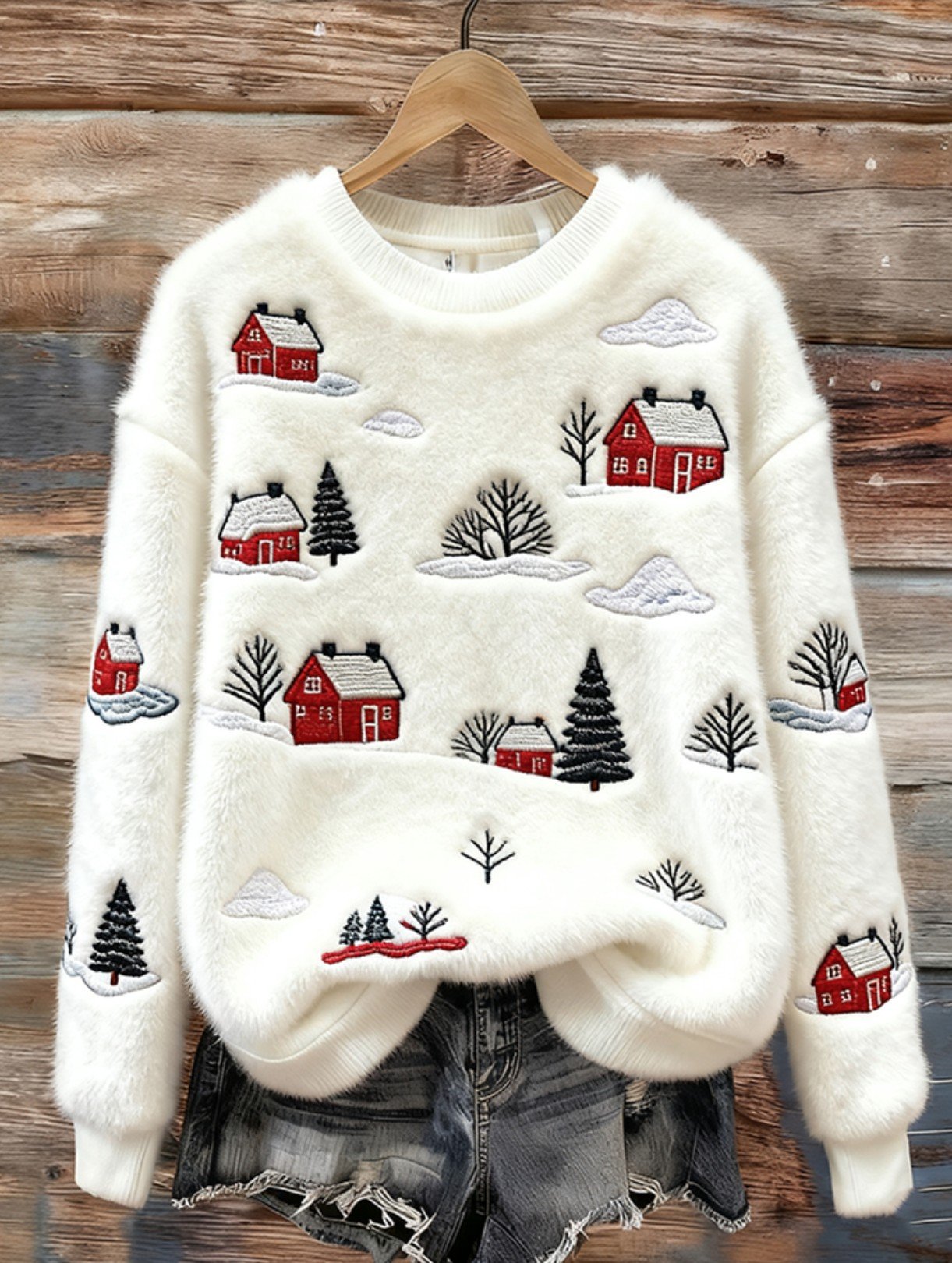 Christmas Loose Casual Flannel Sweatshirt