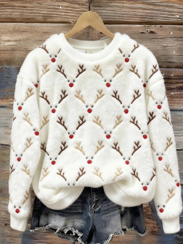 Christmas Loose Casual Flannel Sweatshirt