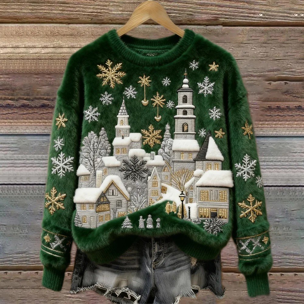 Loose Crew Neck Casual Christmas Sweatshirt