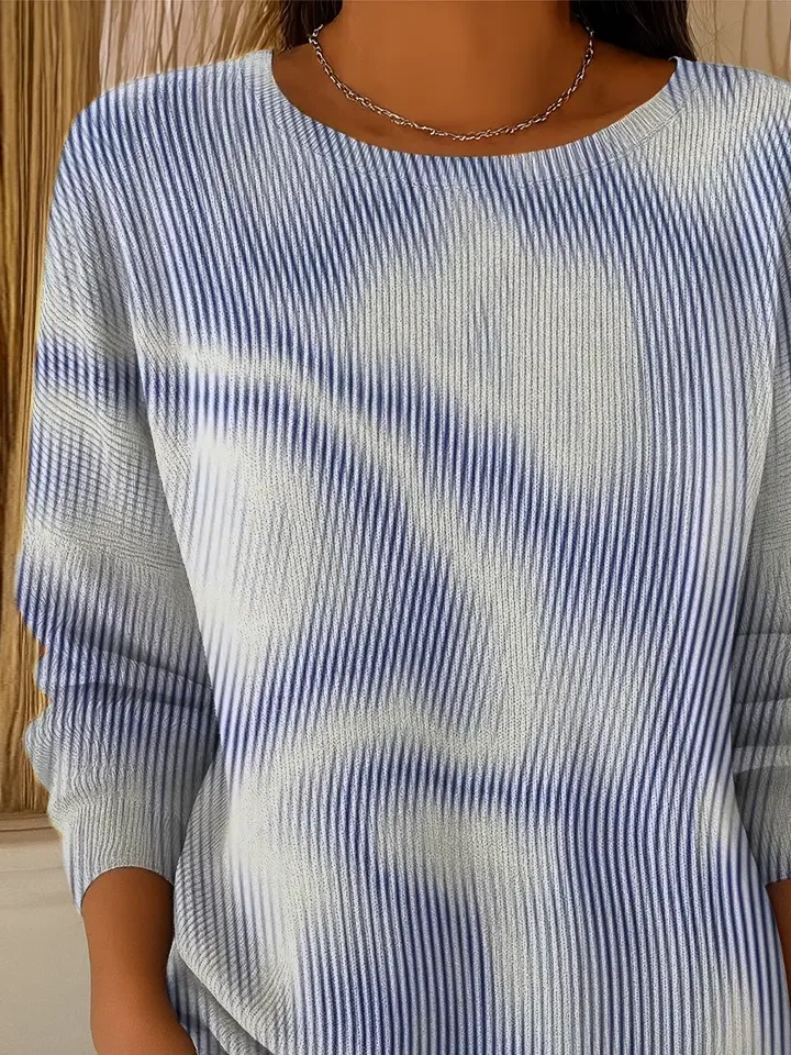 Printing Crew Neck Abstract Simple Sweater | zolucky