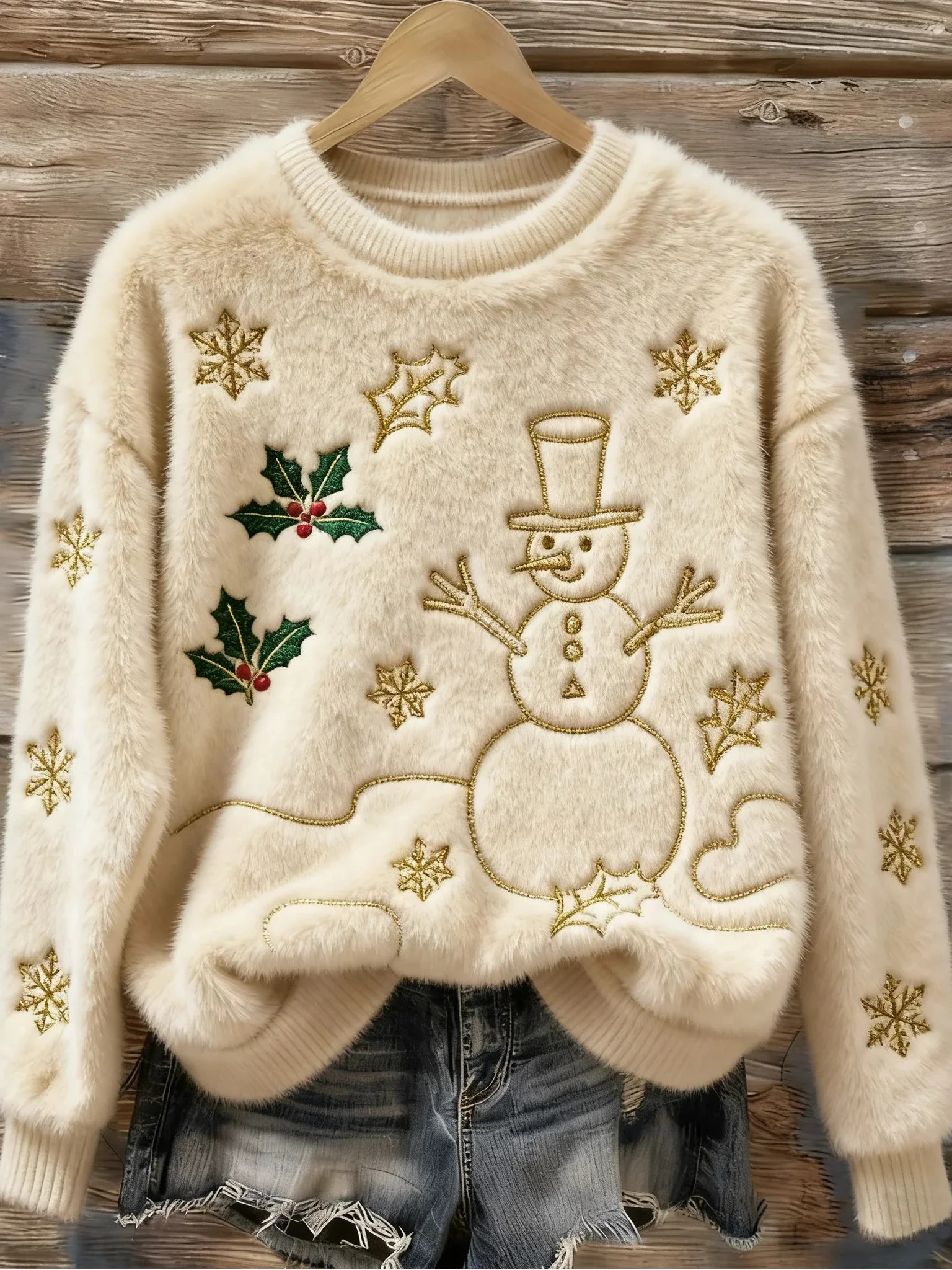 Loose Casual Crew Neck Christmas Sweatshirt
