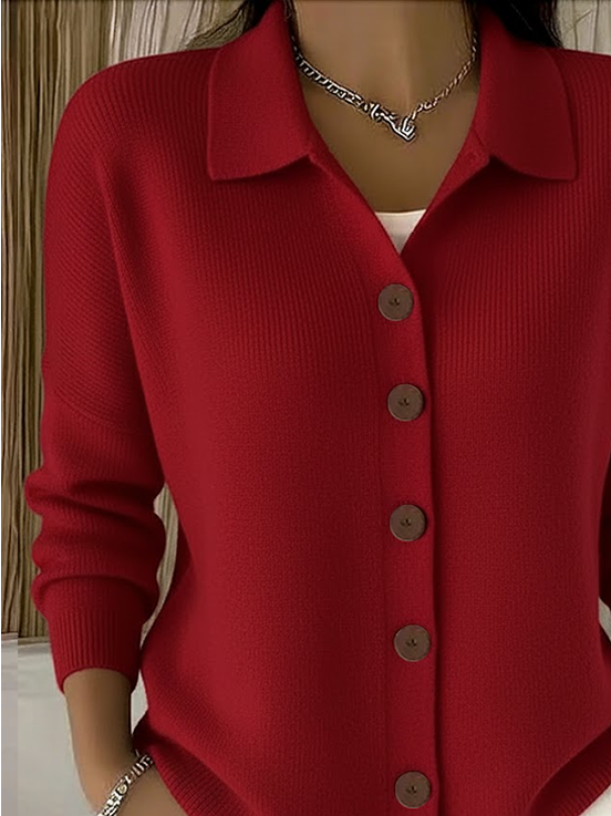 Women's Classic Casual Button-Down Collar Cardigan