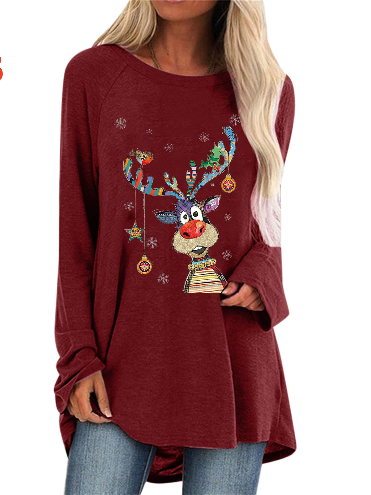 Women's Long Sleeve T-shirt Spring/Fall Green Geometric Printing Crew Neck Daily Going Out Casual Top