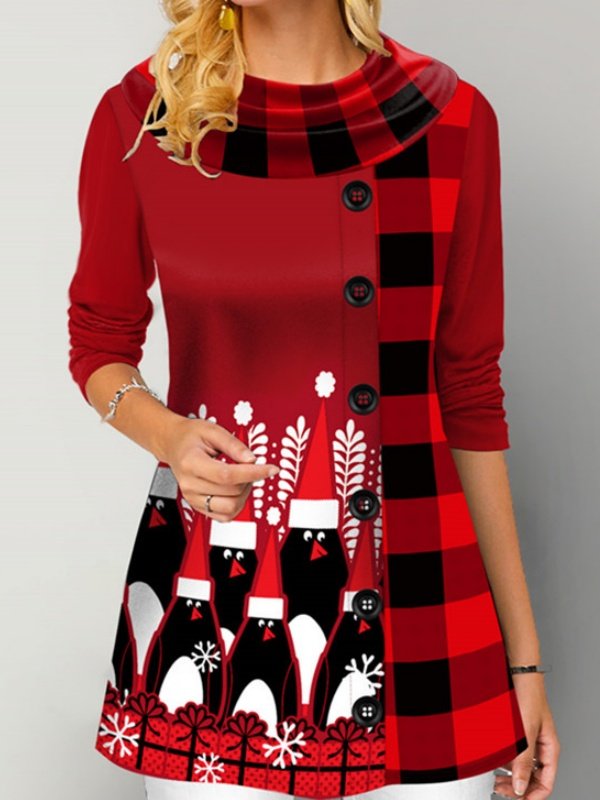 Women's Long Sleeve T-shirt Spring/Fall Green Geometric Printing Crew Neck Daily Going Out Casual Top