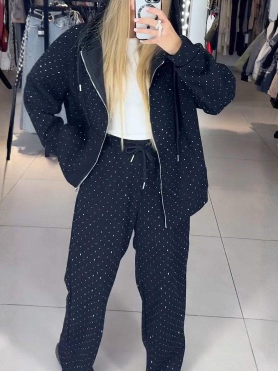 Women's Adjustable Strap Plain Daily Going Out Two-Piece Set Black Casual Spring/Fall Top With Pants Matching Set