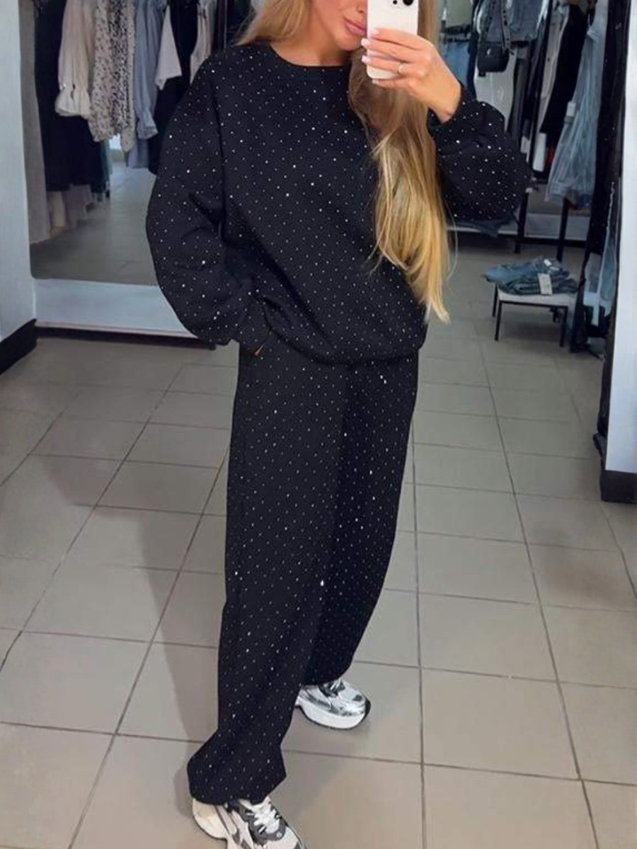 Women's Adjustable Strap Plain Daily Going Out Two-Piece Set Black Casual Spring/Fall Top With Pants Matching Set