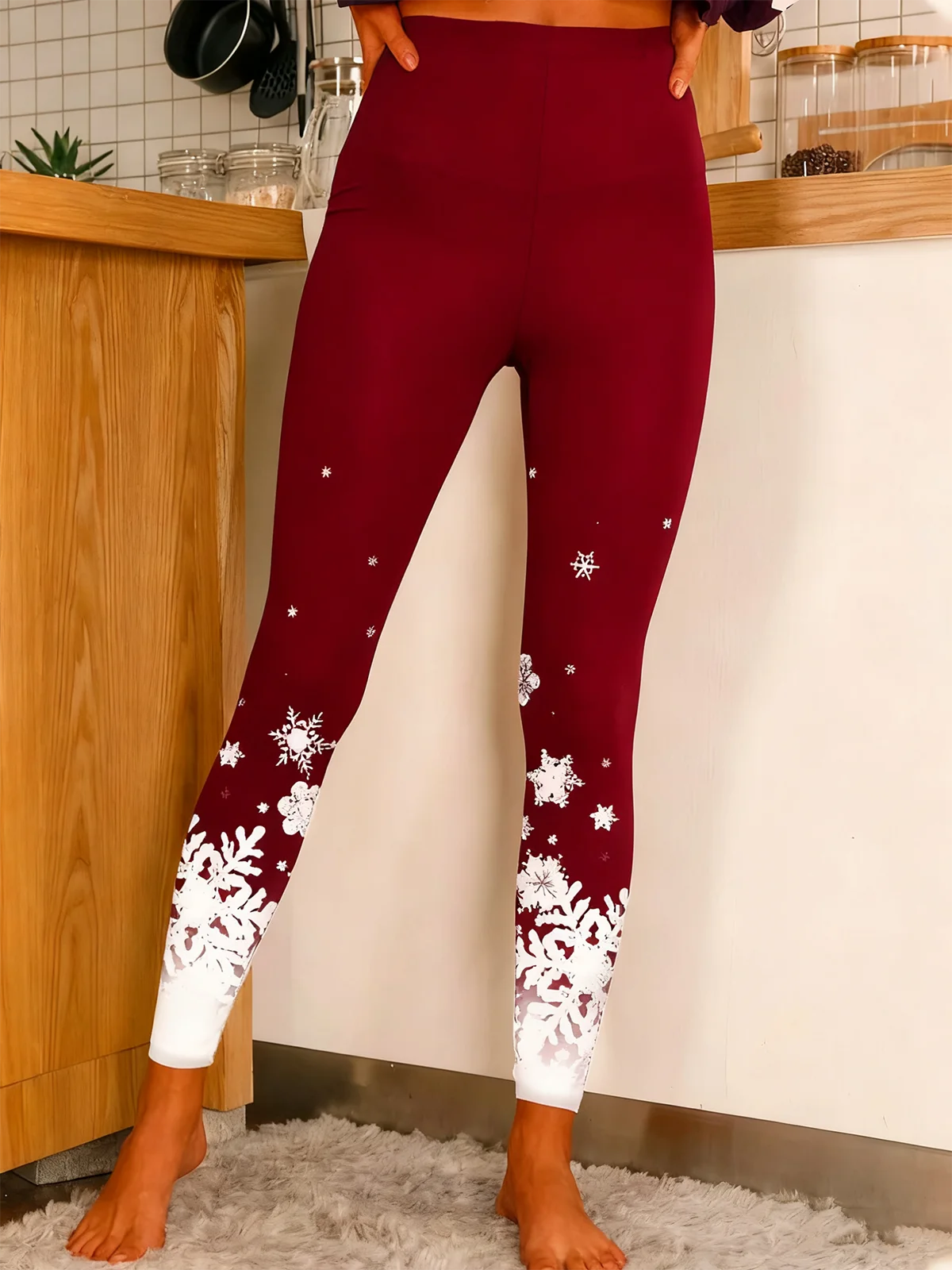 Snowflake Gradient Christmas Regular Fit Leggings Yoga Leggings