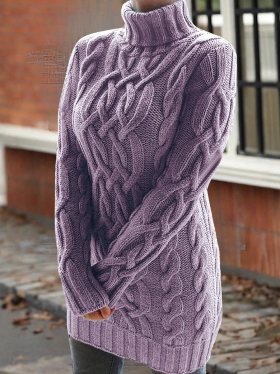 Loose Split Joint Mock Neck Urban Sweater