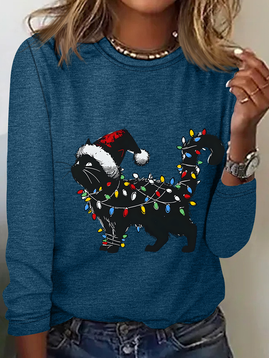 Christmas Cat Long Sleeve Shirt