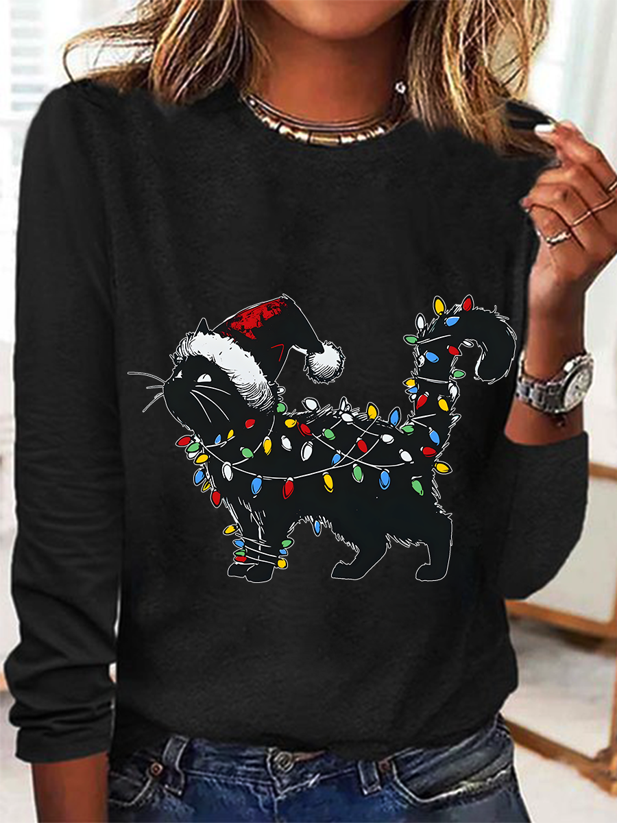 Christmas Cat Long Sleeve Shirt