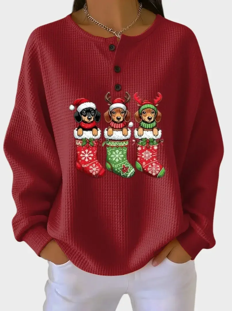 Christmas Crew Neck Loose Casual Sweatshirt