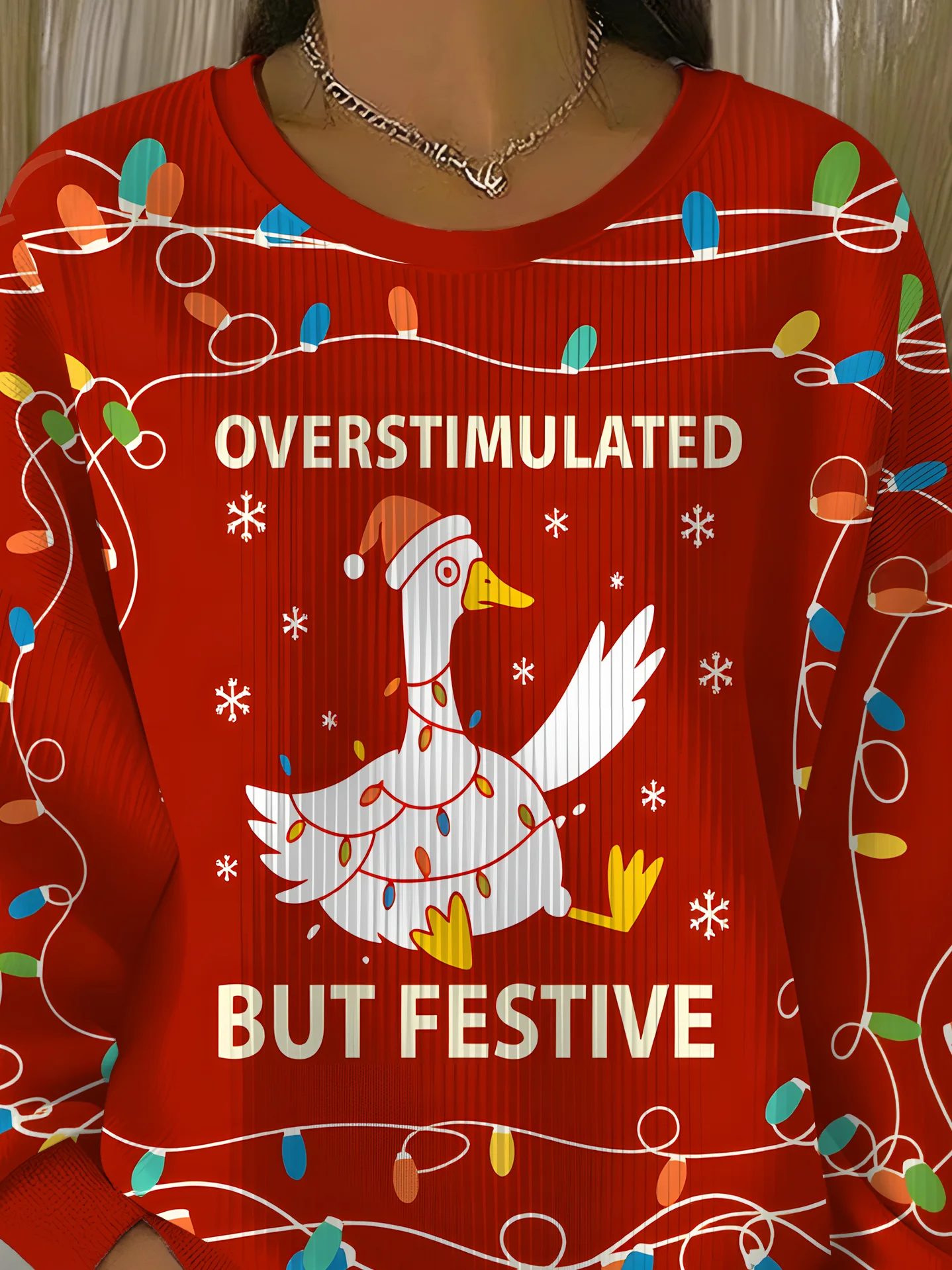 Overstimulated But Festive Ugly Christmas Sweatshirt