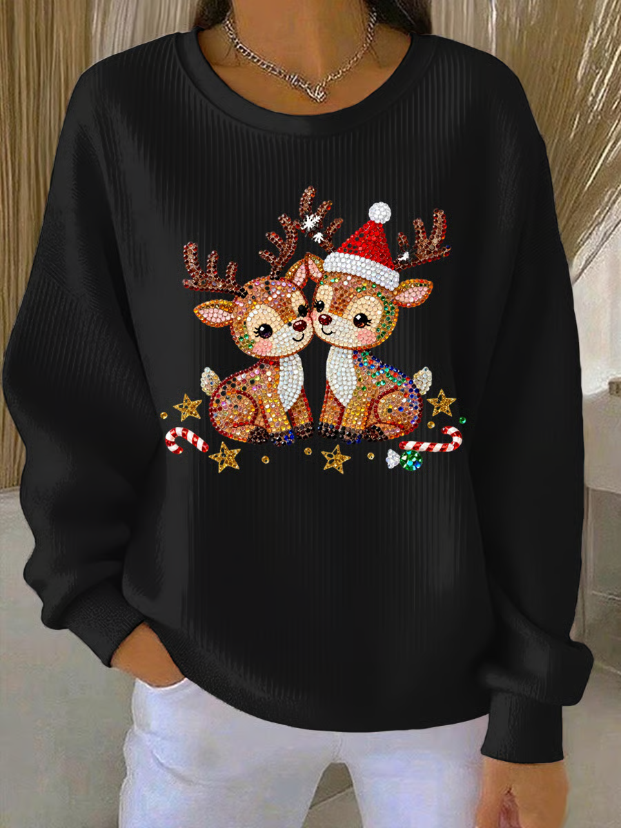 Loose Printing Casual Christmas Sweatshirt