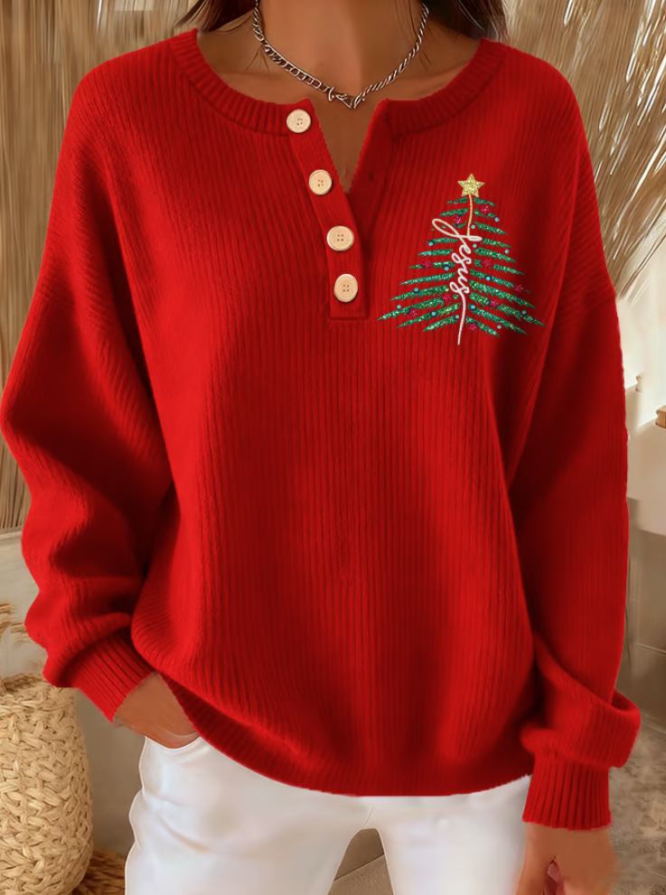 Casual Crew Neck Loose Christmas Sweater