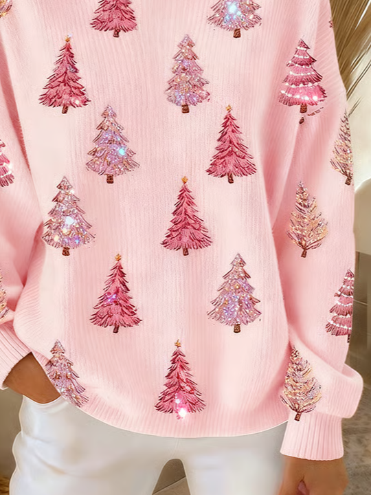 Printing Casual Christmas Tree Crew Neck Sweatshirt