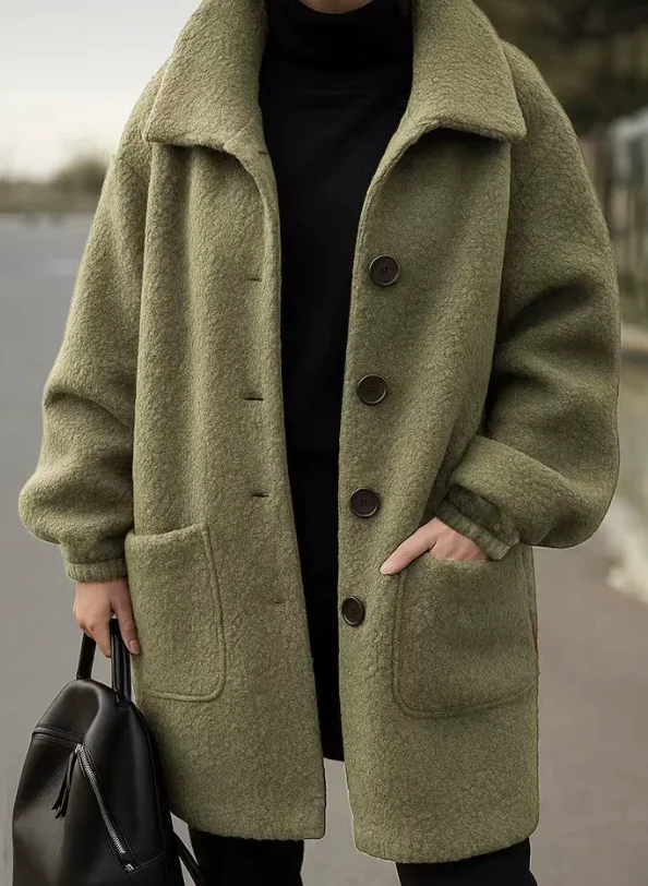 Urban Buttoned Plain Stand Collar Coat