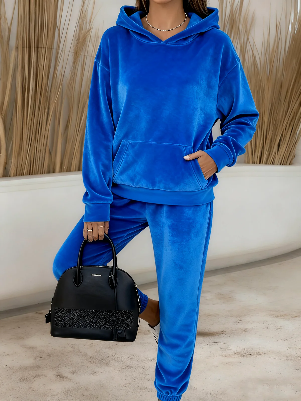 Casual Hoodie Loose Pleuche Two-Piece Set