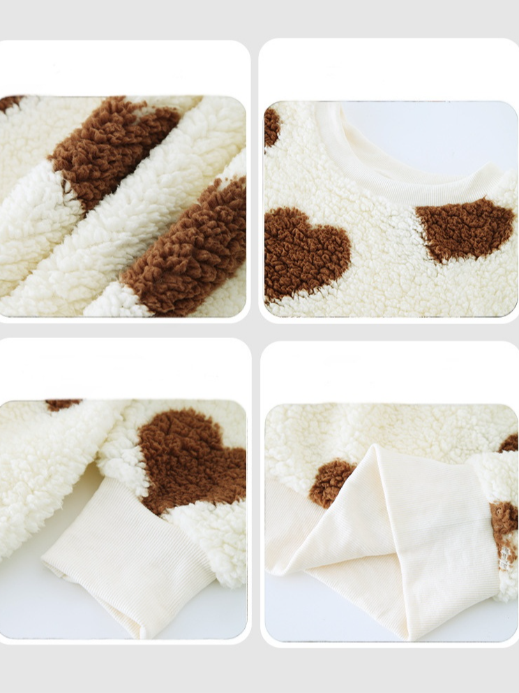 Heart/Cordate Puff Sleeve Loose Sports Sweatshirt