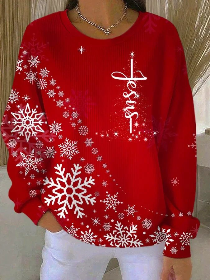 Casual Printing Christmas Sweatshirt