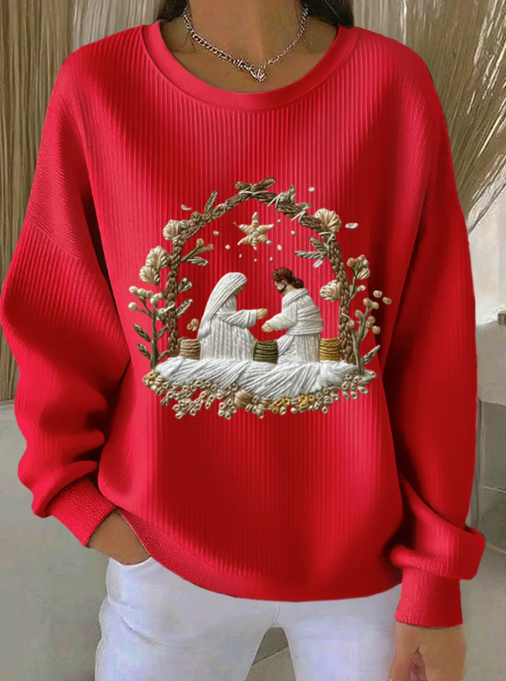 Christmas Crew Neck Loose Casual Sweatshirt