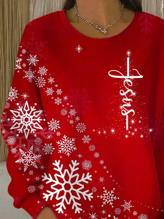 Casual Printing Christmas Sweatshirt