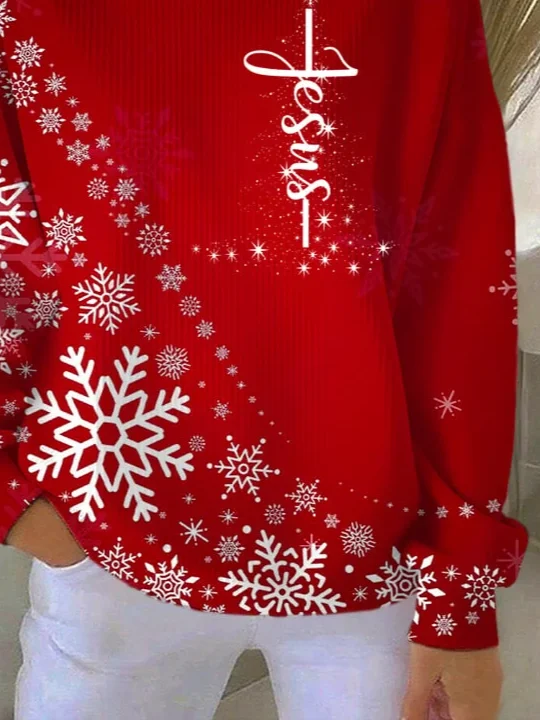 Casual Printing Christmas Sweatshirt