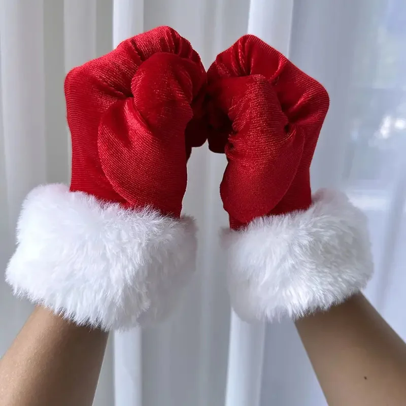 Women's Christmas Gloves With Faux Fur Trim Elastic Party Warm Decoration