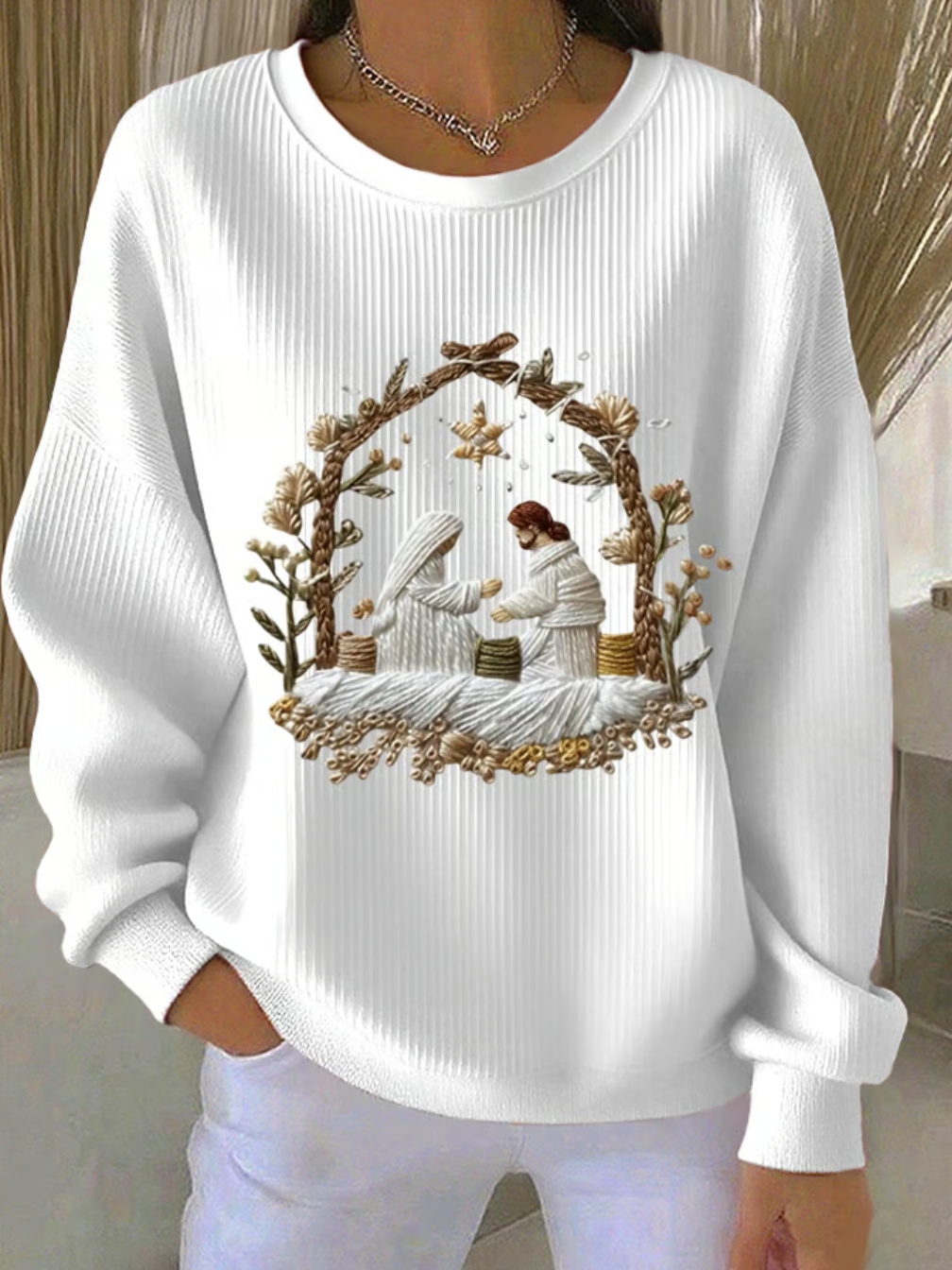 Christmas Crew Neck Loose Casual Sweatshirt