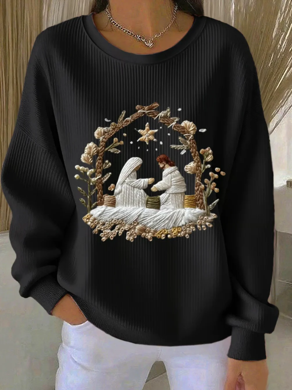Christmas Crew Neck Loose Casual Sweatshirt
