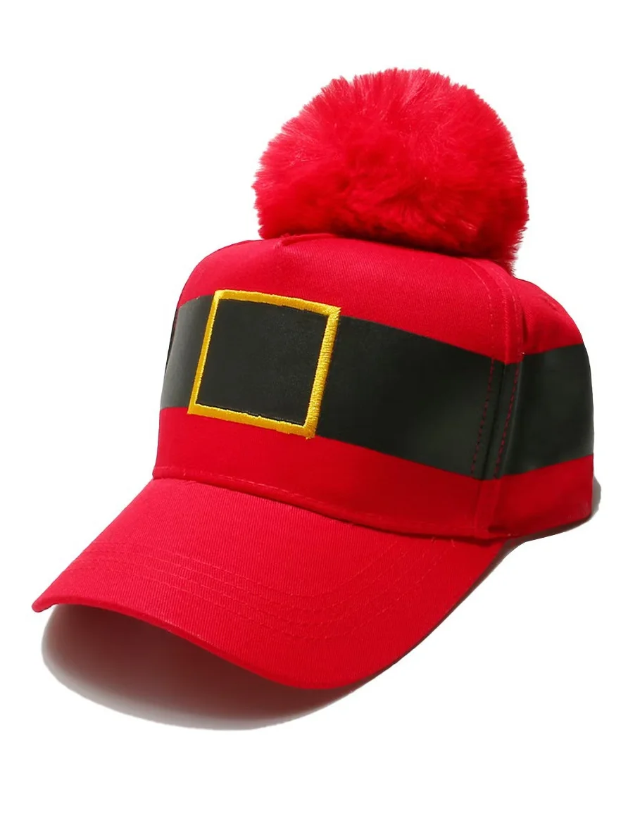Unisex Santa Claus Baseball Cap with Pom-Pom Holiday Party Accessories