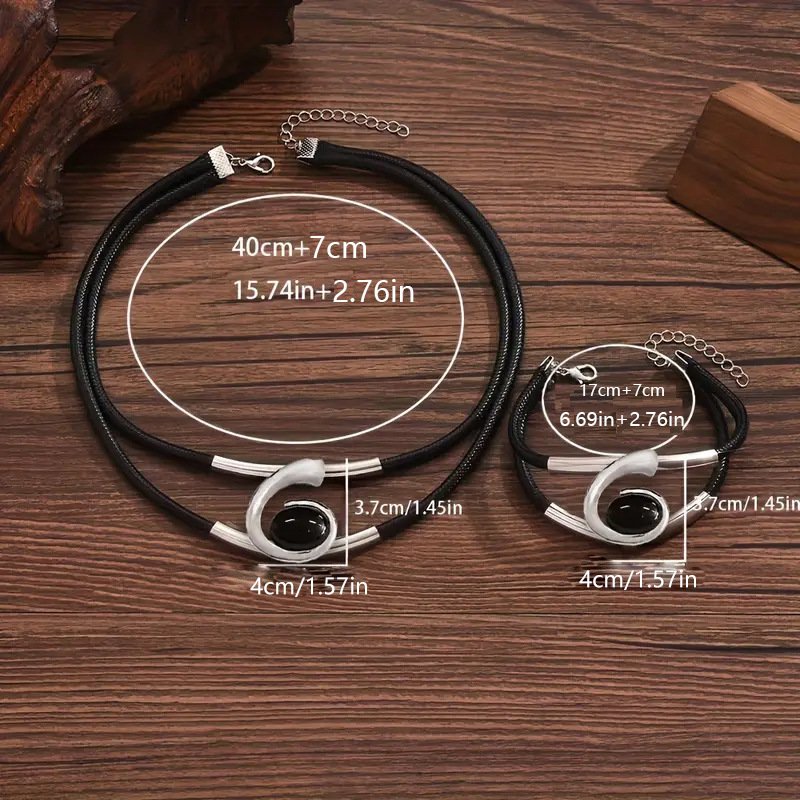 Bohemian Style Spiral Snail-Shaped Acrylic Jewelry Set For Women Necklace And Bracelet Combination