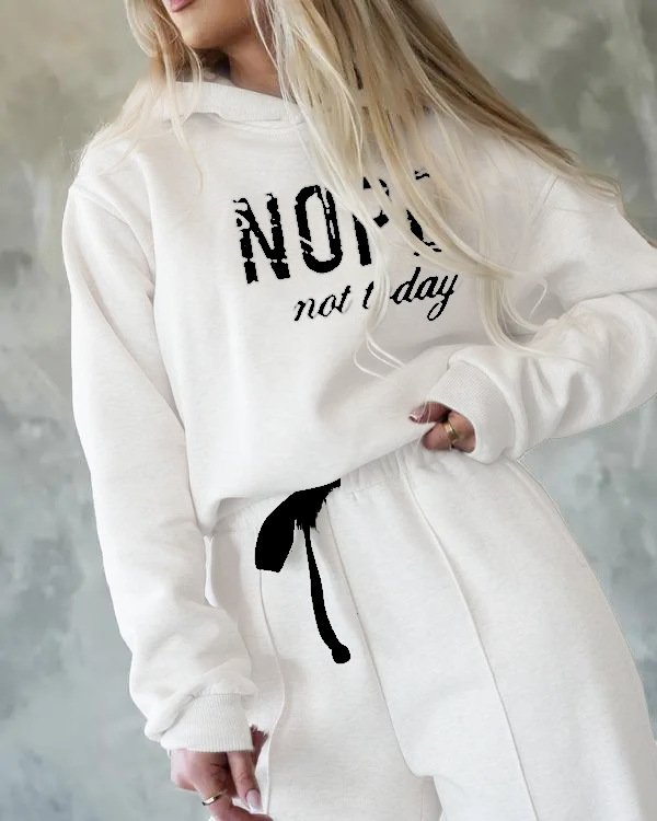 Hoodie Casual Loose Text Letters Two-Piece Set