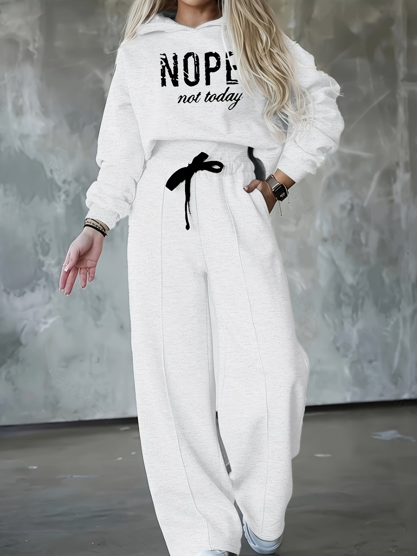 Hoodie Casual Loose Text Letters Two-Piece Set