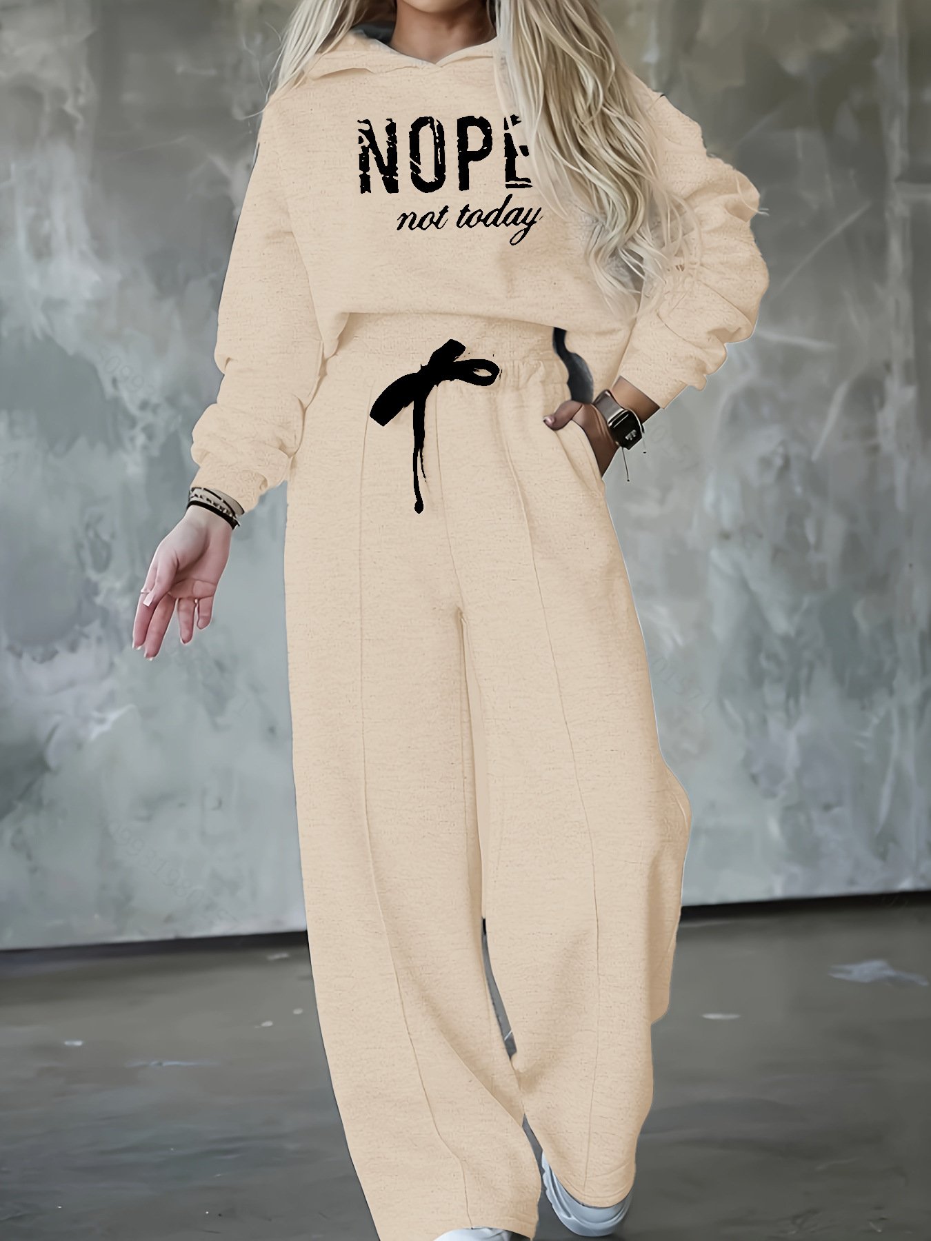 Hoodie Casual Loose Text Letters Two-Piece Set