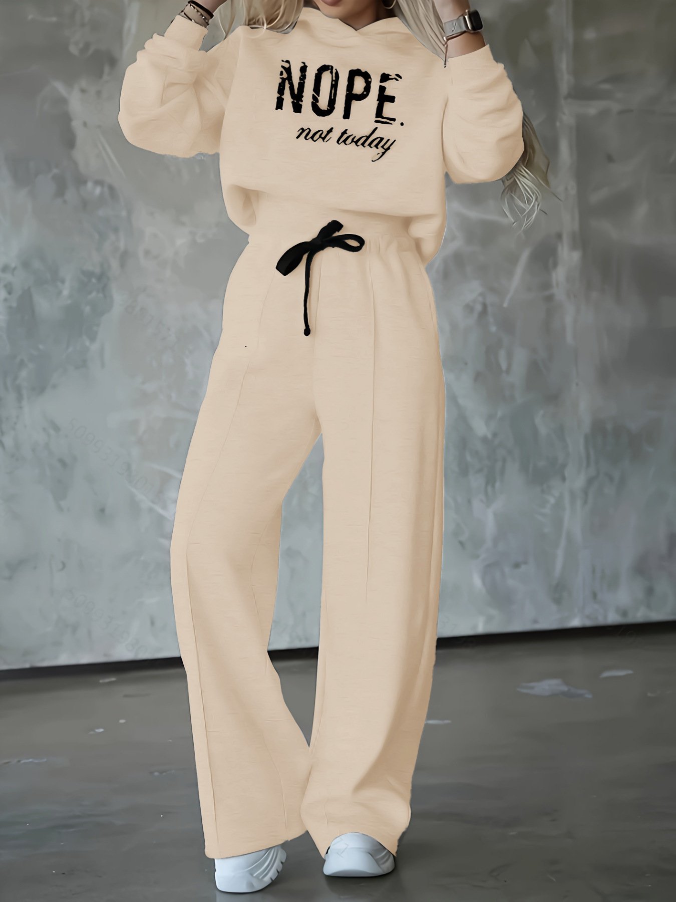 Hoodie Casual Loose Text Letters Two-Piece Set