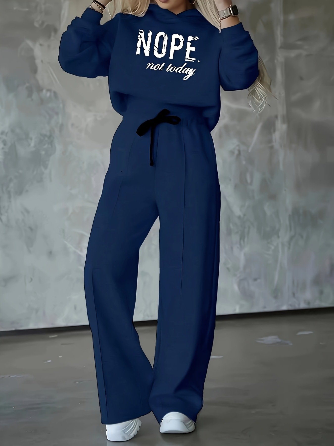 Hoodie Casual Loose Text Letters Two-Piece Set