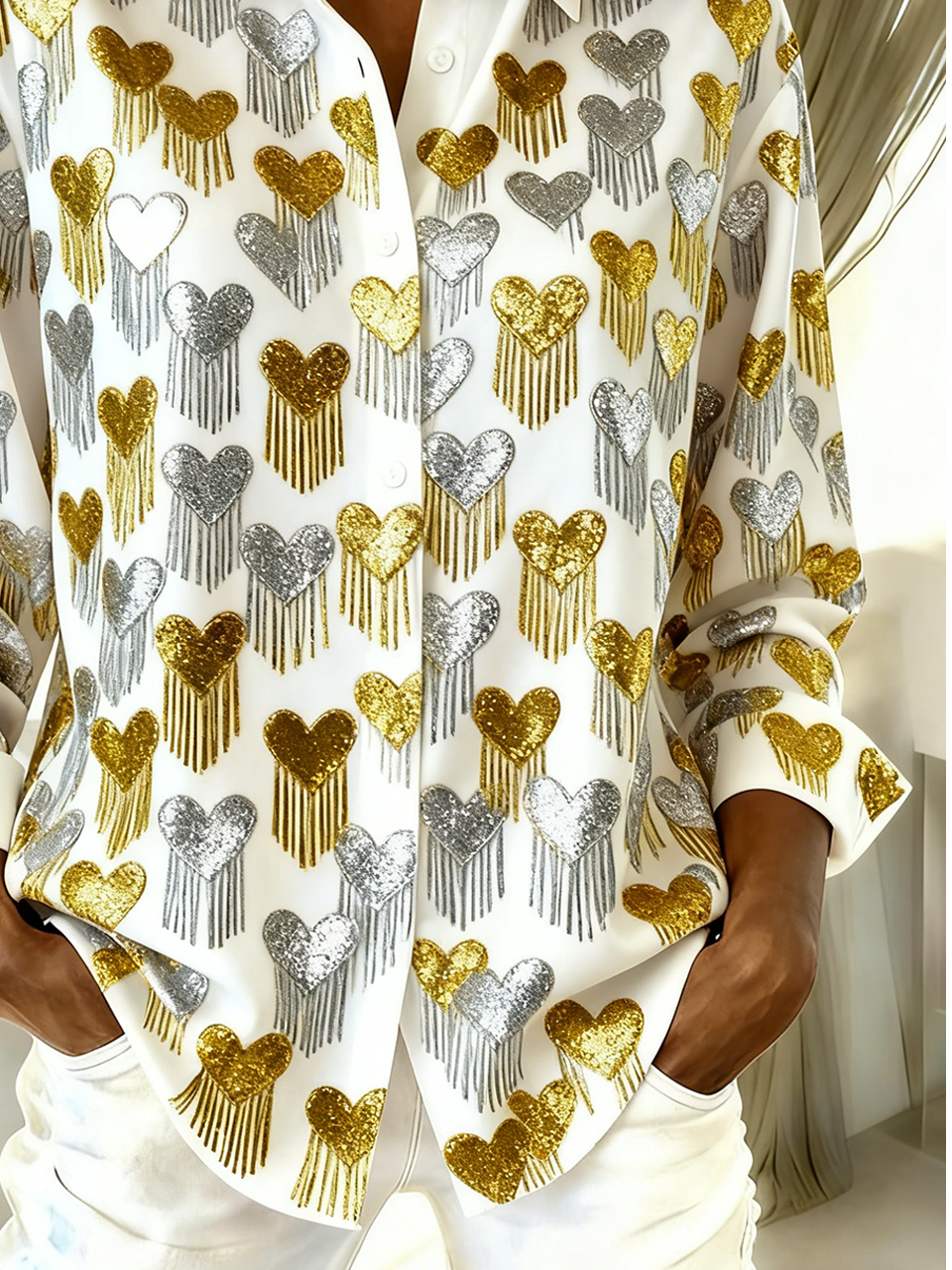 Shirt Collar Heart/Cordate Simple Shirt