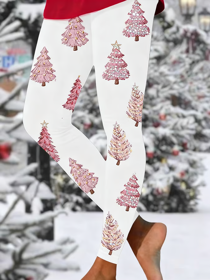 Printing Christmas Tree Casual Tight Leggings