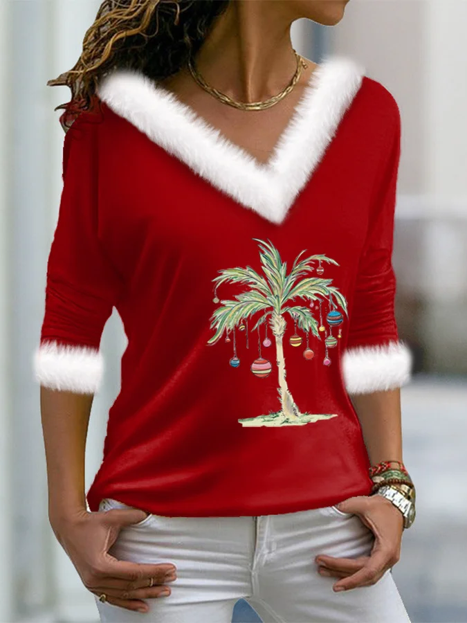 Women's Long Sleeve T-shirt Spring/Fall Color1 Geometric Printing V Neck Daily Going Out Casual Top